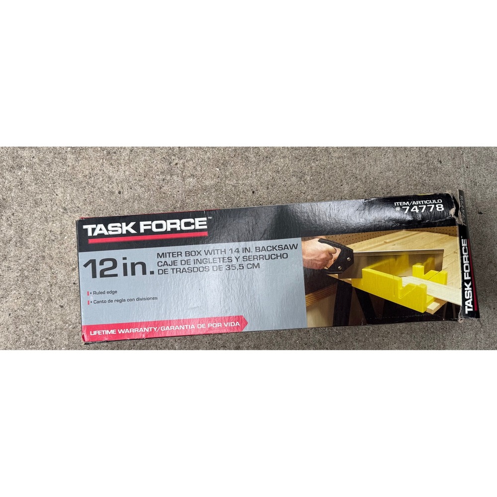 Task Force 12in Miter Box with 14in Backsaw Set 74778 Yellow Woodworking Tool